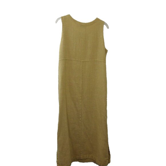 2-Piece 100% Linen Lagenlook Midi Sleeveless Dress-Button Jacket Set Sz Large - Picture 4 of 12